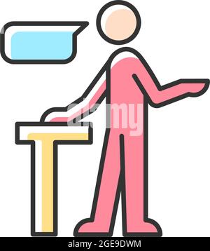 Confident speaking RGB color icon Stock Vector