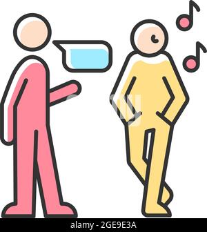 Inattentive listening RGB color icon Stock Vector