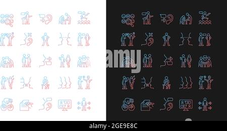Communication channel gradient icons set for dark and light mode Stock Vector
