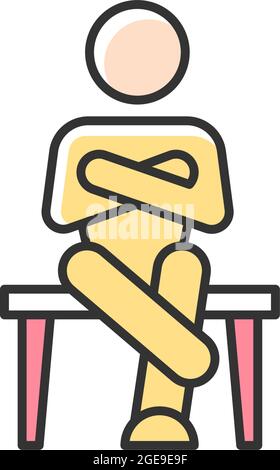 Closed body language RGB color icon Stock Vector
