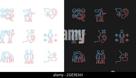 Effective communication gradient icons set for dark and light mode Stock Vector