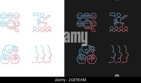 Building relationships with people gradient icons set for dark and light mode Stock Vector