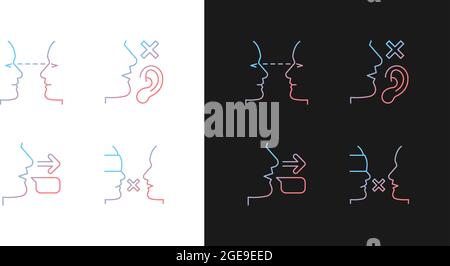 Improve everyday communication gradient icons set for dark and light mode Stock Vector