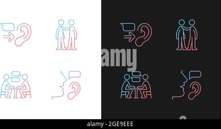 Verbal and nonverbal communication gradient icons set for dark and light mode Stock Vector