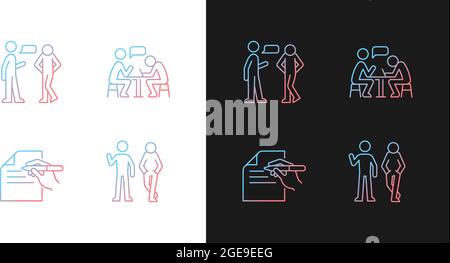 Understanding in communication gradient icons set for dark and light mode Stock Vector