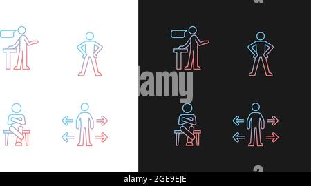 Communication skills gradient icons set for dark and light mode Stock Vector