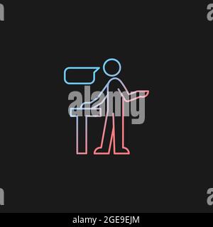 Confident speaking gradient vector icon for dark theme Stock Vector