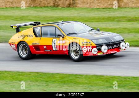 1977 Groupe 5 Renault Alpine A310 rally car at the Goodwood Festival of Speed motor racing event 2014 racing up the hill climb track Stock Photo