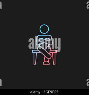 Closed body language gradient vector icon for dark theme Stock Vector