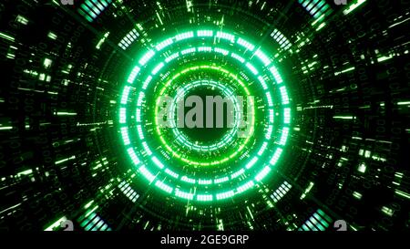 Binary Number Data Code and Matrix Tunnel Stock Photo