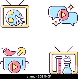 TV series RGB color icons set Stock Vector