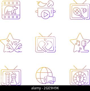 TV gradient linear vector icons set Stock Vector