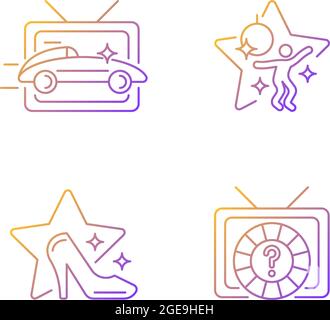TV genres gradient linear vector icons set Stock Vector