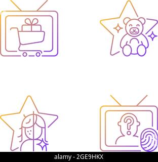 Television gradient linear vector icons set Stock Vector