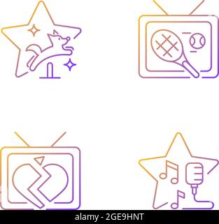 Television series genres gradient linear vector icons set Stock Vector