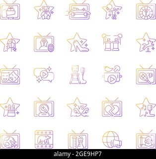 TV show gradient linear vector icons set Stock Vector