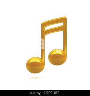 3d Golden Music Notes Vector isolated on white background illustration Stock Vector