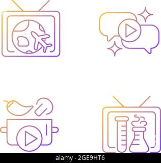 TV series gradient linear vector icons set Stock Vector