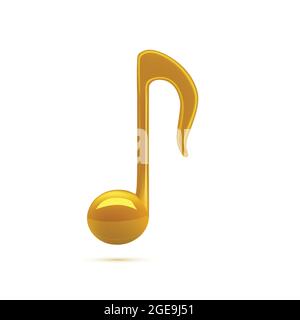 3d Golden Music Notes Vector isolated on white background illustration Stock Vector