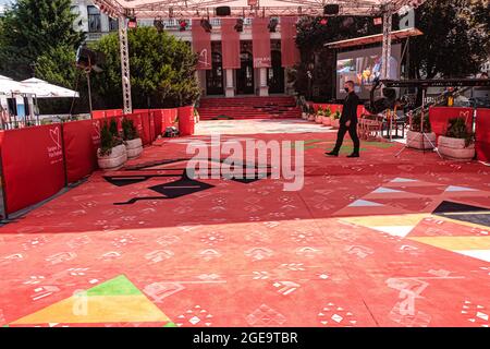 A Bosnian rug was installed for Sarajevo FIlm Festival 2021 Stock Photo