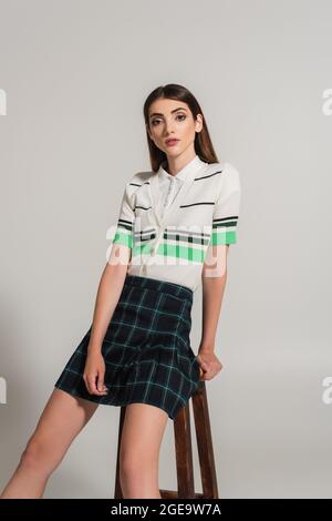 Grey shirt plaid on sale skirt