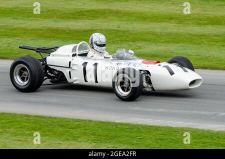 Honda RA272 at the Goodwood Festival of Speed motor racing event 2014. Raced in 1965 F1 season. It was the first Japanese car to win in Formula One Stock Photo