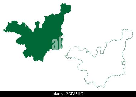 Tehri Garhwal district (Uttarakhand or Uttaranchal State, Republic of India) map vector illustration, scribble sketch Tehri Garhwal map Stock Vector