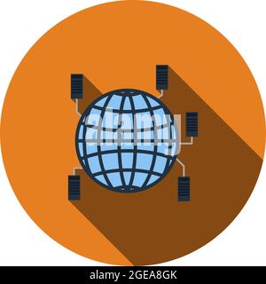Big Data Icon. Flat Circle Stencil Design With Long Shadow. Vector Illustration. Stock Vector