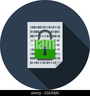 Data Security Icon. Flat Circle Stencil Design With Long Shadow. Vector Illustration. Stock Vector