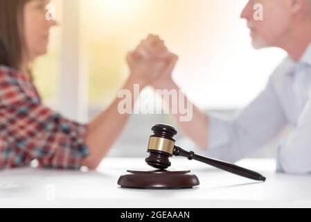 Symbol of conflict between husband and wife during divorce Stock Photo