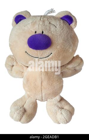 Mowbray Teddy Bear Soft plush Toy With Purple Soft Nose isolated on white background Stock Photo