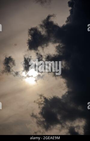 dramatic clouds and sun Stock Photo