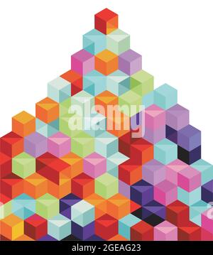 Colored cubes stack, background elements illustration Stock Vector
