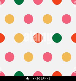 Colorful big dots. Yellow, green, pink, orange circles on light background. Vector seamless pattern. Bright abstract texture for your design, paper, t Stock Vector