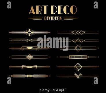 Geometric Gatsby Art Deco Dividers or Decoration Elements Stock Vector