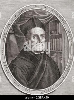 Athanasius Kircher, 1602 – 1680. German Jesuit scholar and polymath.  His interests and accomplishments were so broad that he has been compared to Leonardo da VInci.  After a 17th century work by Cornelis Bloemaert. Stock Photo