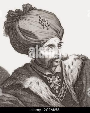 Suleiman I, known as Suleiman the Magnificent, 1494–1566, 10th Sultan of the Ottoman Empire.  After a 17th century work by Jerome David. Stock Photo