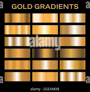 Gold Metal Gradient Collection of Golden Swatches Stock Vector