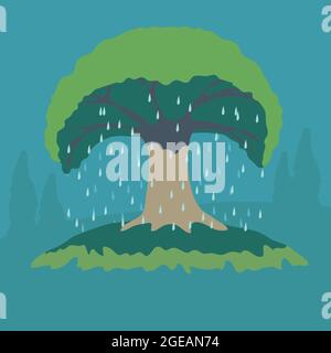 A tree after the rain Illustration. Stock Vector