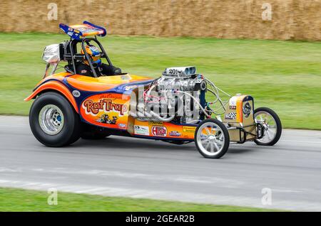 Fuel Altered Dragster at the Goodwood Festival of Speed motor racing event 2014. The original Rat Trap, 1960s drag racer Stock Photo