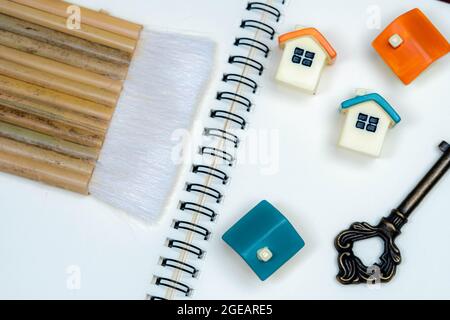Home toy  , kry  and accessories on white paper. Stock Photo