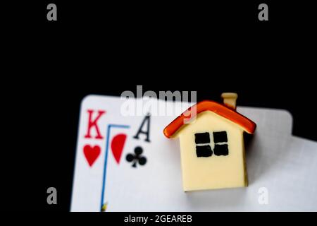 Loosing a house because of gambling. Stock Photo