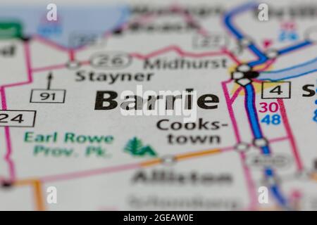 Street Map Of Barrie Ontario Barrie Ontario Canada Shown On A Road Map Or Geography Map Stock Photo -  Alamy