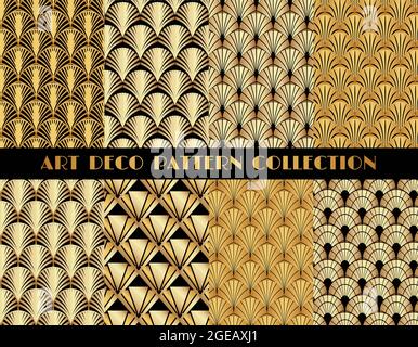 Geometric Gatsby Art Deco Pattern Set Stock Vector