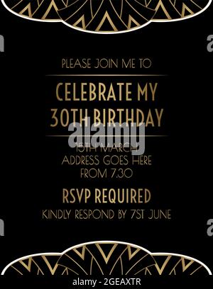 Elegant Luxury Gatsby Art Deco Invitation Design Stock Vector
