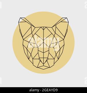 Head of wild cat puma. Geometric style. Vector illustration. Stock Vector