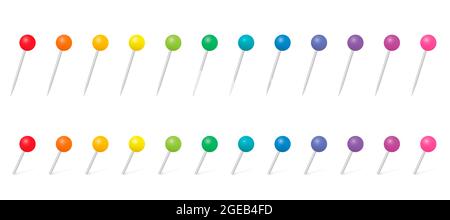 colorful illustration with set of pins on a white background Stock ...