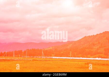 Vacation landscape. Russian Altai mountains. Multa region. Staycation concept Stock Photo