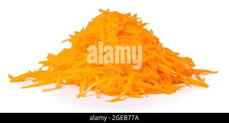 grate carrots isolated on white background with clipping path. Stock Photo