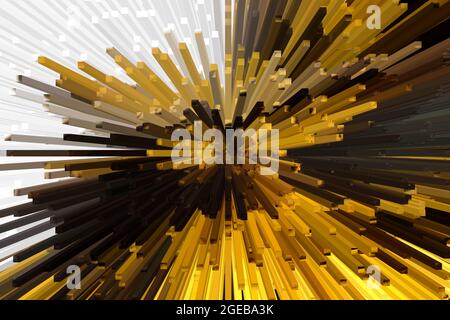 Abstract Dark Yellow And White Extrude Effect Background Stock Photo